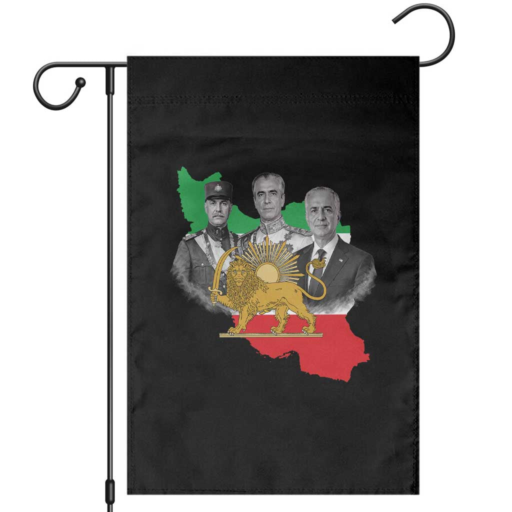 Pahlavi Dynasty Garden Flag Three Generations Iran Lion and Sun Portrait TS14 Black Print Your Wear