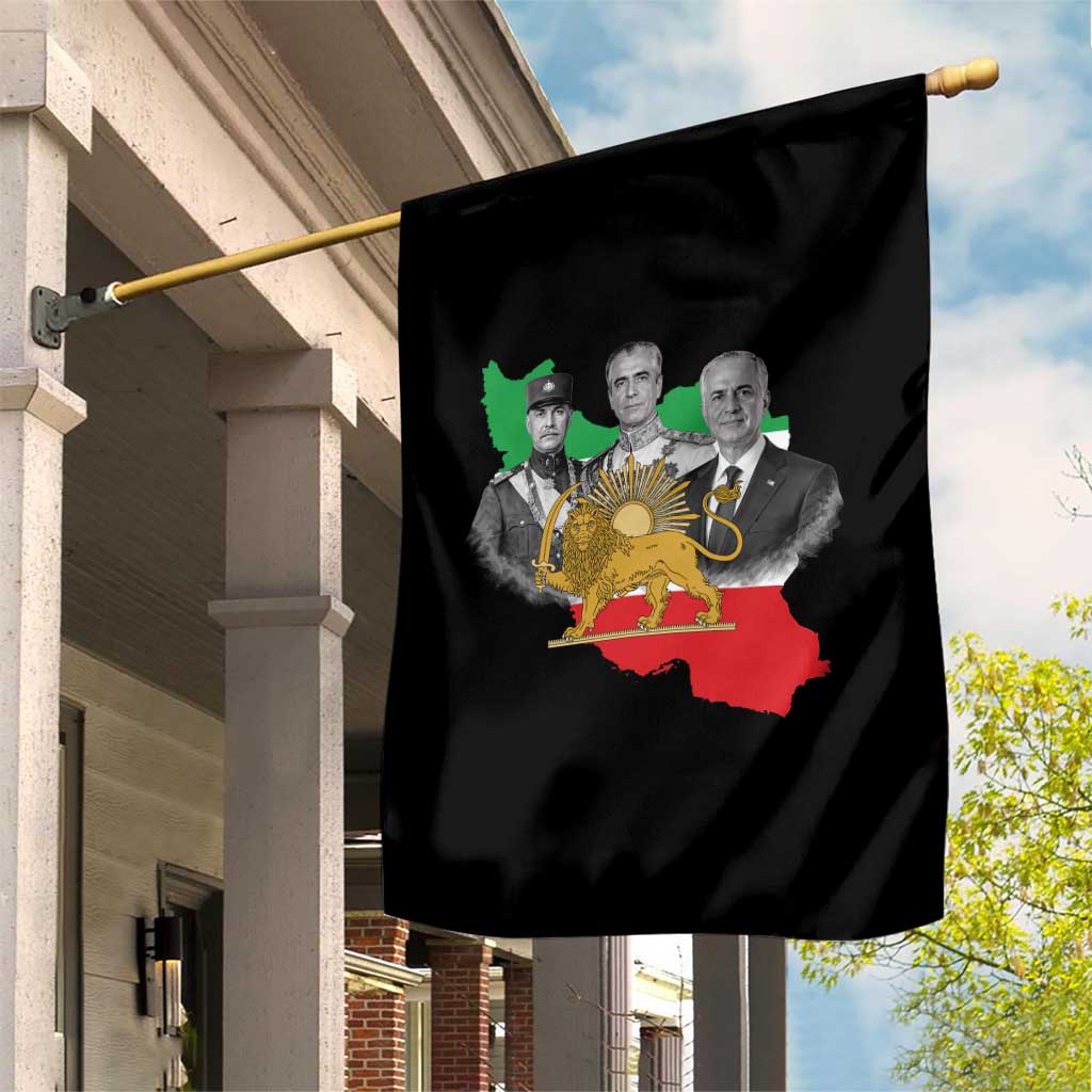 Pahlavi Dynasty Garden Flag Three Generations Iran Lion and Sun Portrait TS14 Print Your Wear