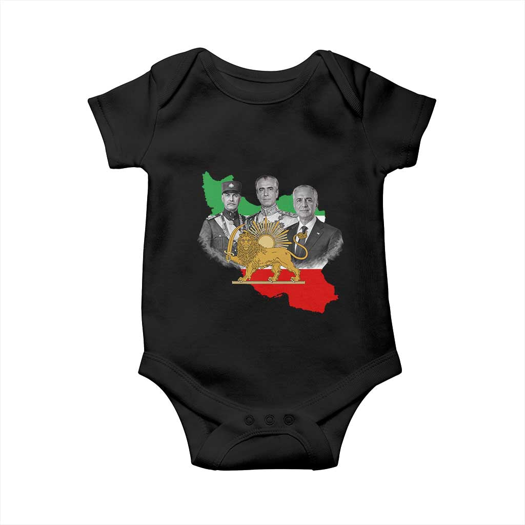 Pahlavi Dynasty Baby Onesie Three Generations Iran Lion and Sun Portrait TS14 Black Print Your Wear