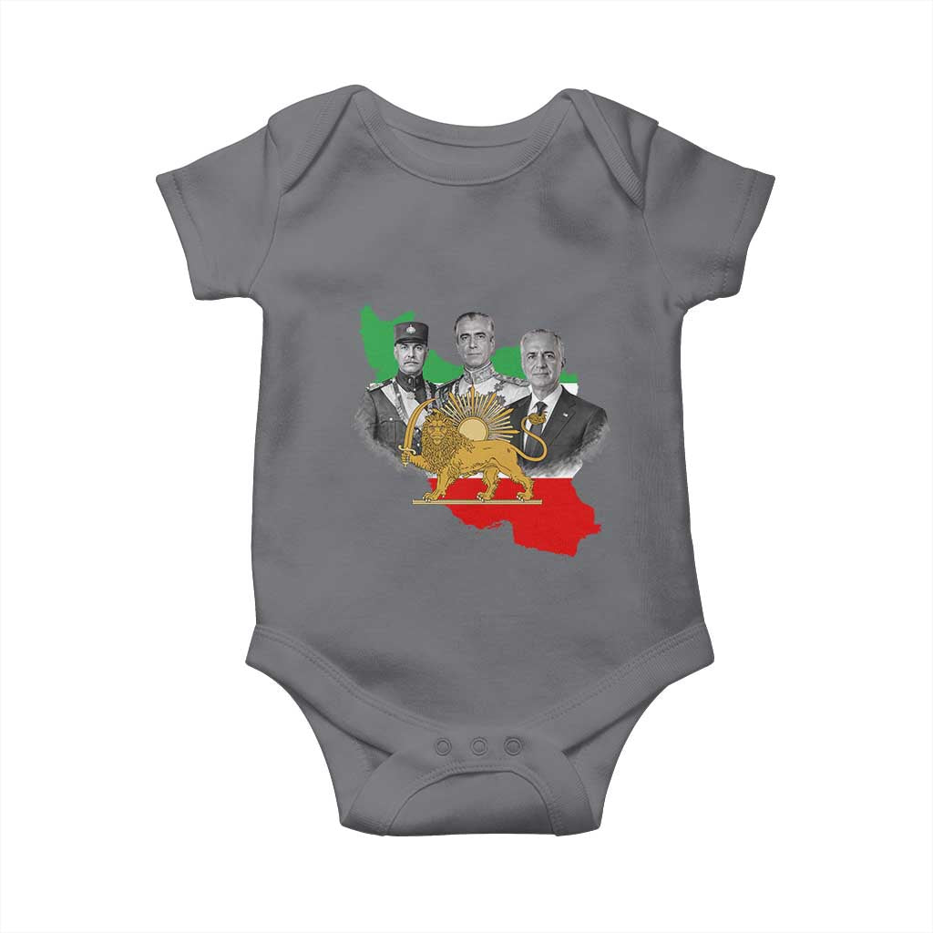 Pahlavi Dynasty Baby Onesie Three Generations Iran Lion and Sun Portrait TS14 Charcoal Print Your Wear