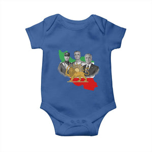 Pahlavi Dynasty Baby Onesie Three Generations Iran Lion and Sun Portrait TS14 Royal Blue Print Your Wear