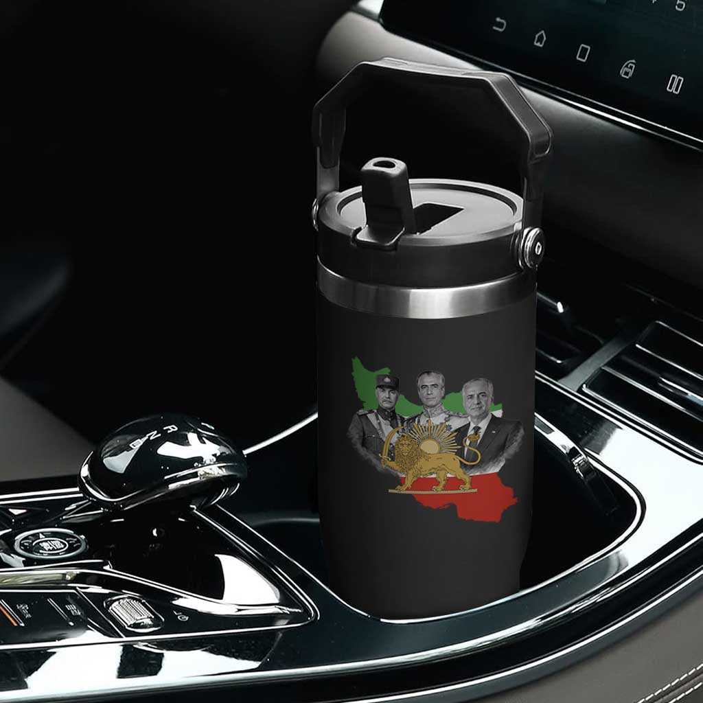 Pahlavi Dynasty Flip Straw Tumbler Three Generations Iran Lion and Sun Portrait TS14 Print Your Wear