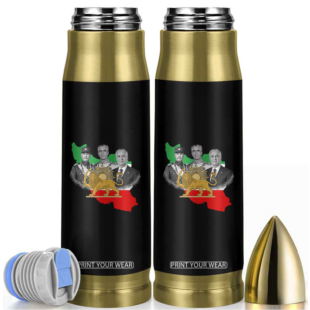 Pahlavi Dynasty Bullet Tumbler Three Generations Iran Lion and Sun Portrait TS14 Black Print Your Wear