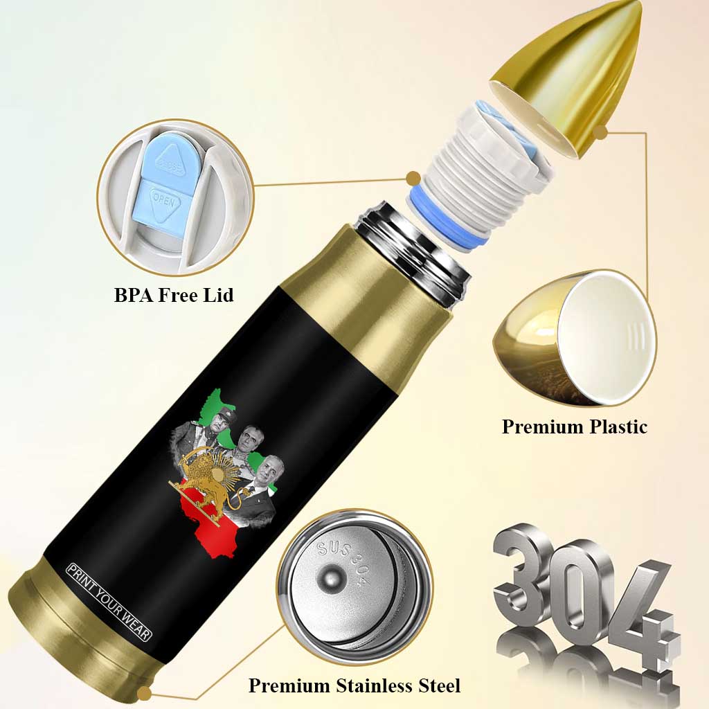 Pahlavi Dynasty Bullet Tumbler Three Generations Iran Lion and Sun Portrait TS14 Print Your Wear