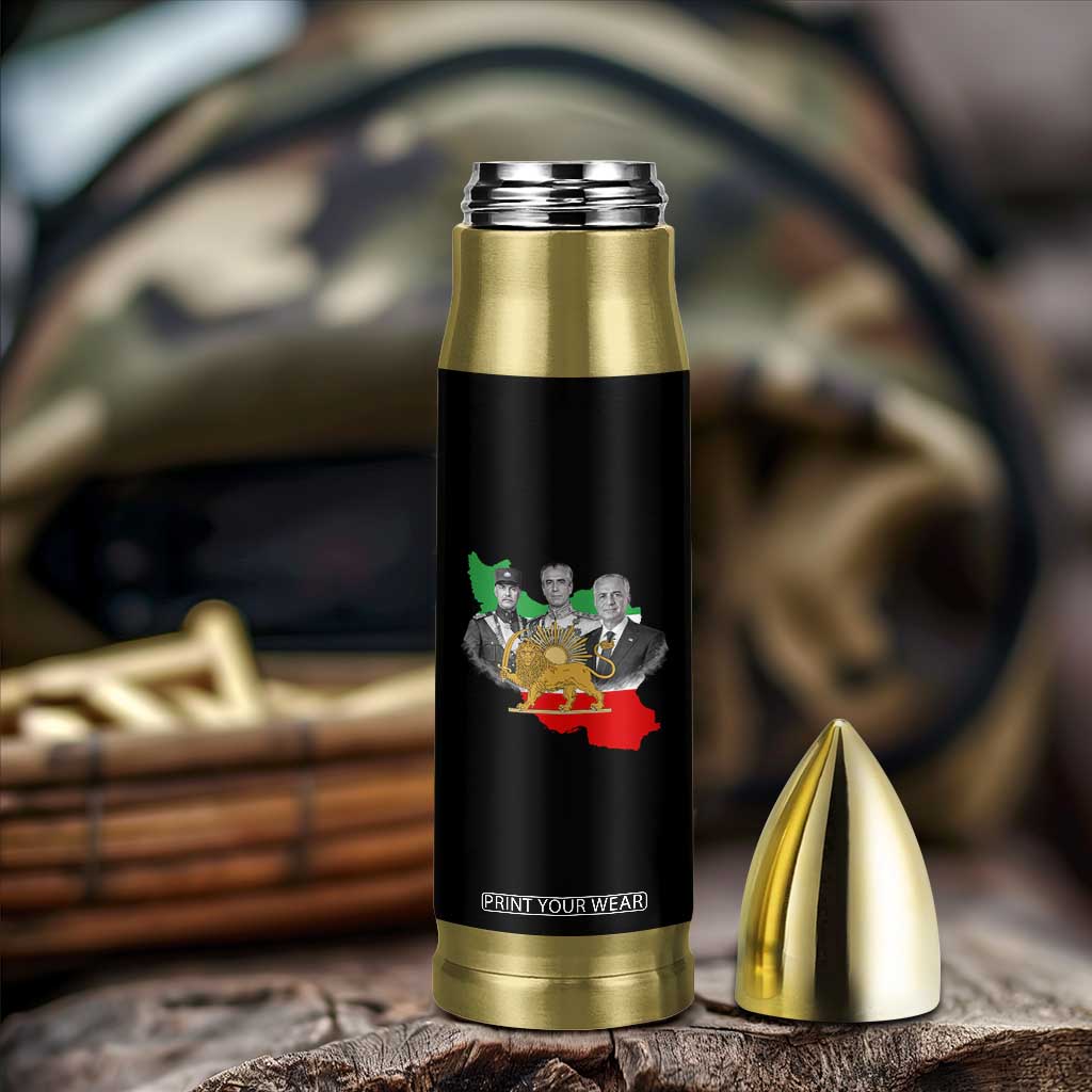 Pahlavi Dynasty Bullet Tumbler Three Generations Iran Lion and Sun Portrait TS14 Print Your Wear