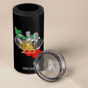 Pahlavi Dynasty 4 in 1 Can Cooler Tumbler Three Generations Iran Lion and Sun Portrait TS14 Print Your Wear