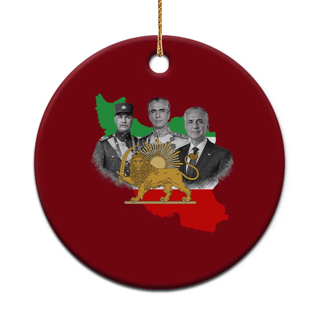 Pahlavi Dynasty Ceramic Ornament Three Generations Iran Lion and Sun Portrait TS14 1pc Red Print Your Wear