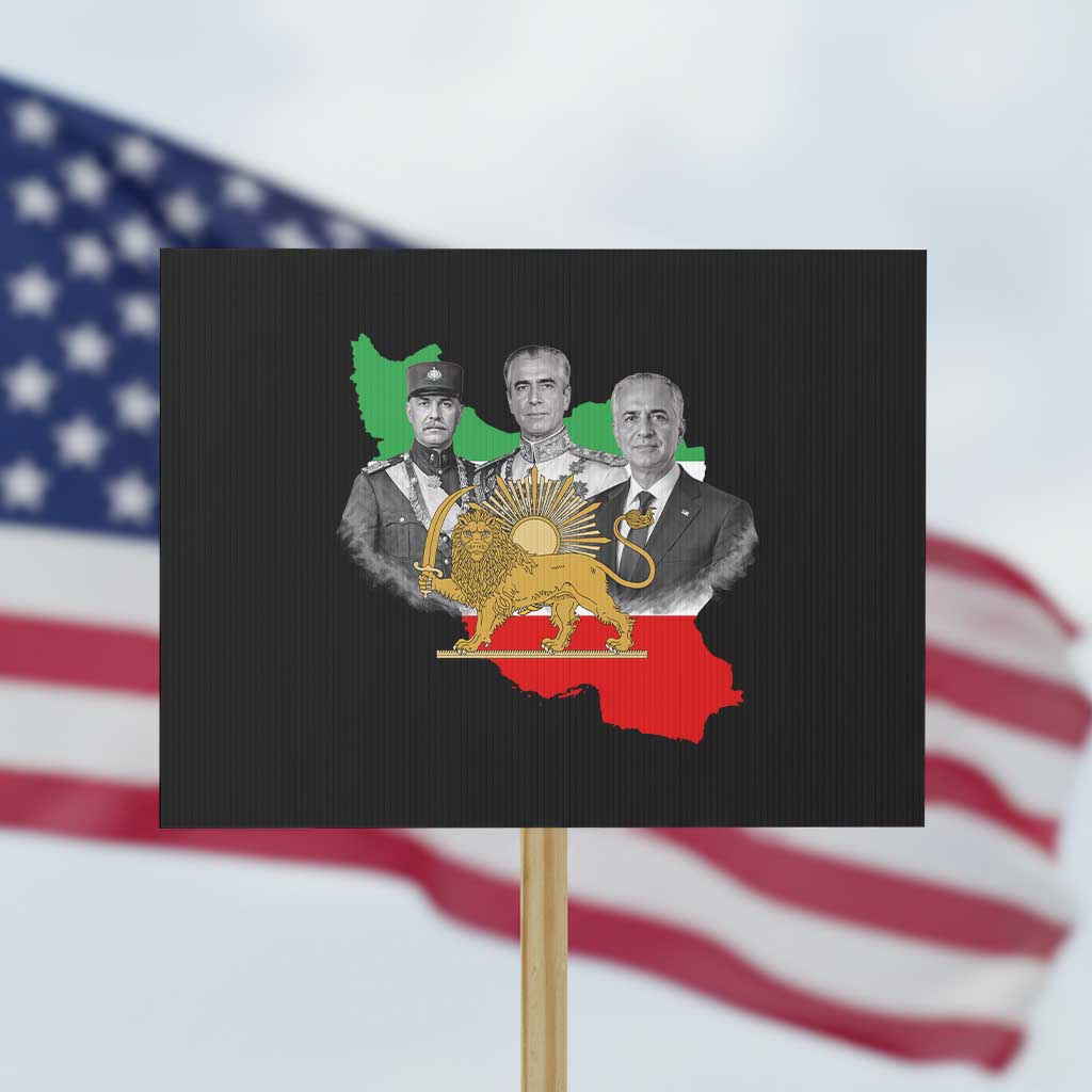 Pahlavi Dynasty Protest Sign Three Generations Iran Lion and Sun Portrait TS14 Horizontal 18