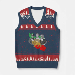 Pahlavi Dynasty V-Neck Knit Sweater Vest Three Generations Iran Lion and Sun Portrait TS14 Navy Red Print Your Wear