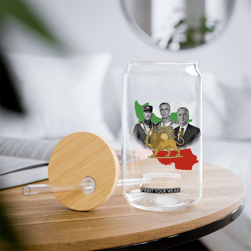 Pahlavi Dynasty Glass Can Three Generations Iran Lion and Sun Portrait TS14 Print Your Wear