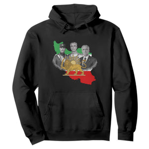 Pahlavi Dynasty Hoodie Three Generations Iran Lion and Sun Portrait TS14 Black Print Your Wear