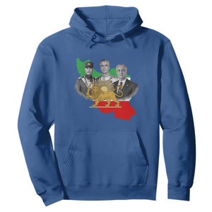 Pahlavi Dynasty Hoodie Three Generations Iran Lion and Sun Portrait TS14 Royal Blue Print Your Wear