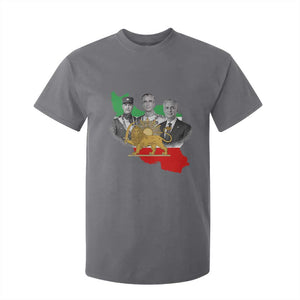 Pahlavi Dynasty T Shirt For Kid Three Generations Iran Lion and Sun Portrait TS14 Charcoal Print Your Wear