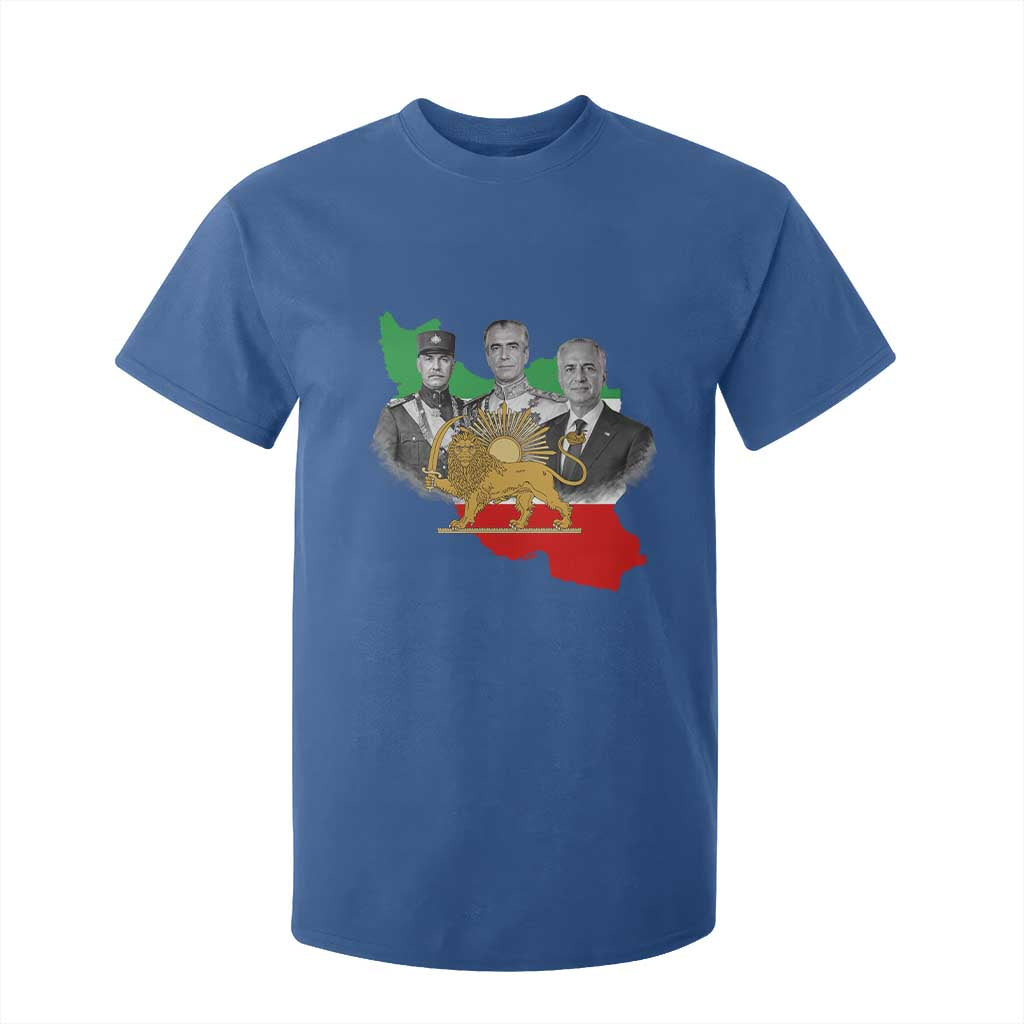 Pahlavi Dynasty T Shirt For Kid Three Generations Iran Lion and Sun Portrait TS14 Royal Blue Print Your Wear