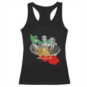 Pahlavi Dynasty Racerback Tank Top Three Generations Iran Lion and Sun Portrait TS14 Black Print Your Wear