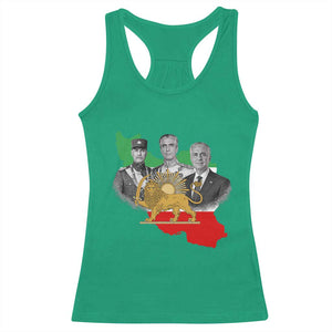 Pahlavi Dynasty Racerback Tank Top Three Generations Iran Lion and Sun Portrait TS14 Irish Green Print Your Wear