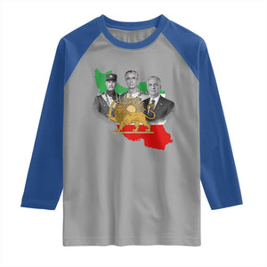 Pahlavi Dynasty Raglan Shirt Three Generations Iran Lion and Sun Portrait TS14 Sport Gray Royal Print Your Wear
