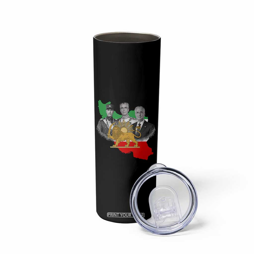 Pahlavi Dynasty Skinny Tumbler Three Generations Iran Lion and Sun Portrait TS14 Print Your Wear