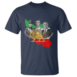Pahlavi Dynasty T Shirt Three Generations Iran Lion and Sun Portrait TS14 Navy Print Your Wear