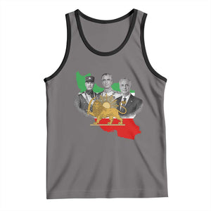Pahlavi Dynasty Tank Top Three Generations Iran Lion and Sun Portrait TS14 Deep Heather Black Print Your Wear