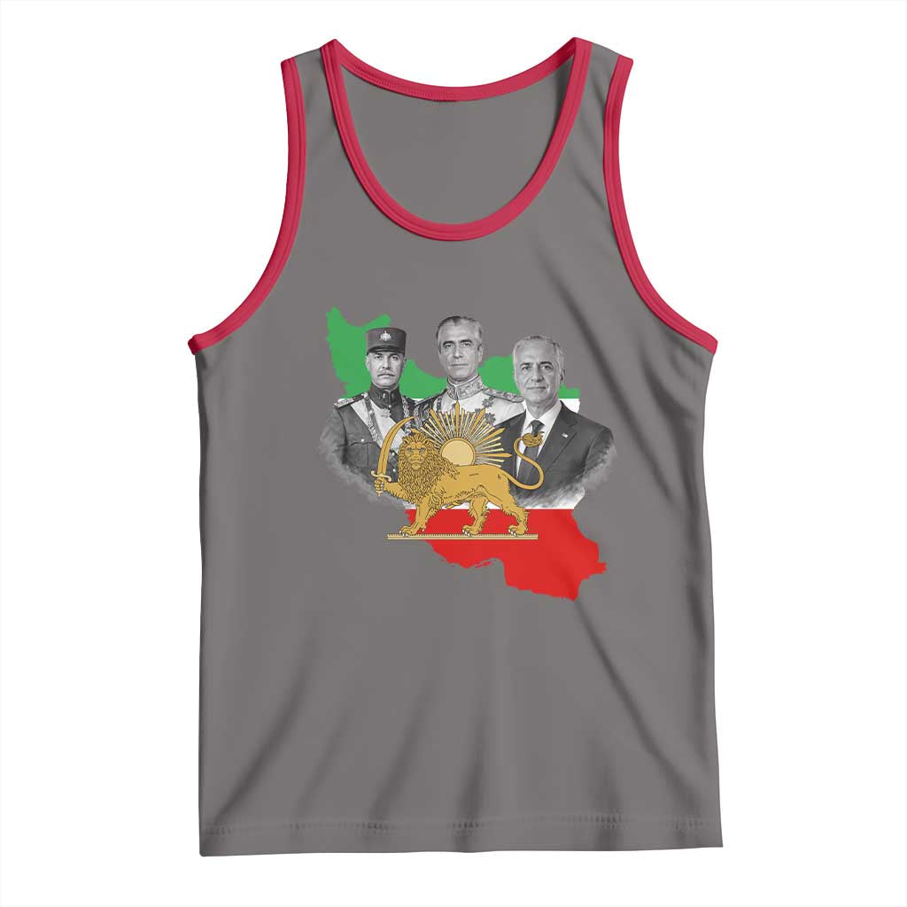 Pahlavi Dynasty Tank Top Three Generations Iran Lion and Sun Portrait TS14 Deep Heather Red Print Your Wear