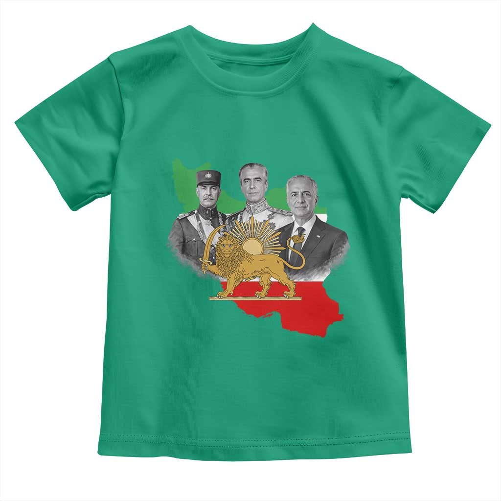 Pahlavi Dynasty Toddler T Shirt Three Generations Iran Lion and Sun Portrait TS14 Irish Green Print Your Wear