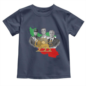 Pahlavi Dynasty Toddler T Shirt Three Generations Iran Lion and Sun Portrait TS14 Navy Print Your Wear