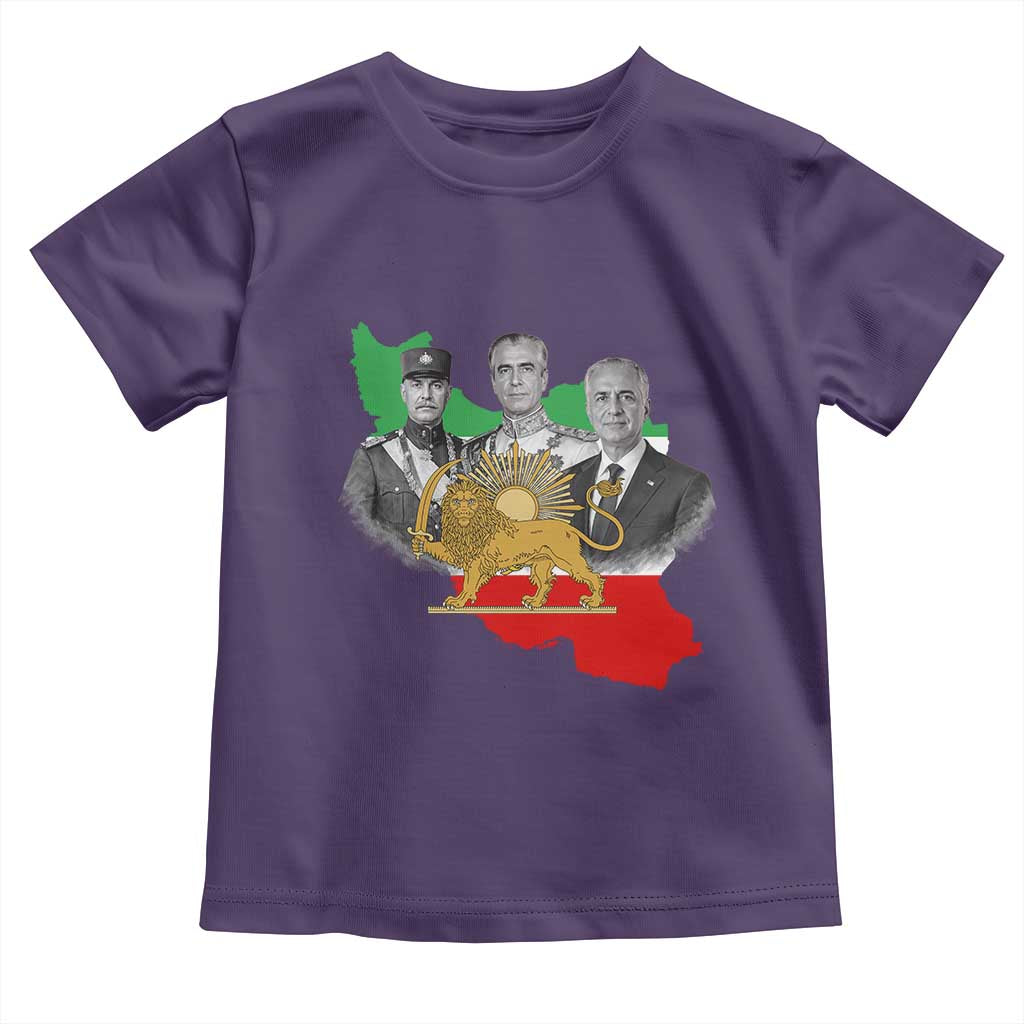 Pahlavi Dynasty Toddler T Shirt Three Generations Iran Lion and Sun Portrait TS14 Purple Print Your Wear