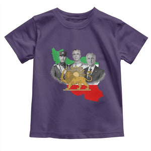 Pahlavi Dynasty Toddler T Shirt Three Generations Iran Lion and Sun Portrait TS14 Purple Print Your Wear