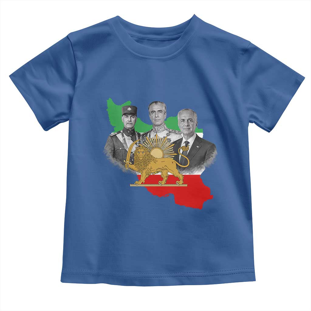 Pahlavi Dynasty Toddler T Shirt Three Generations Iran Lion and Sun Portrait TS14 Royal Blue Print Your Wear