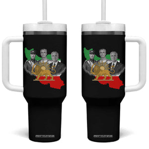 Pahlavi Dynasty Tumbler With Handle Three Generations Iran Lion and Sun Portrait TS14 One Size: 40 oz Black Print Your Wear