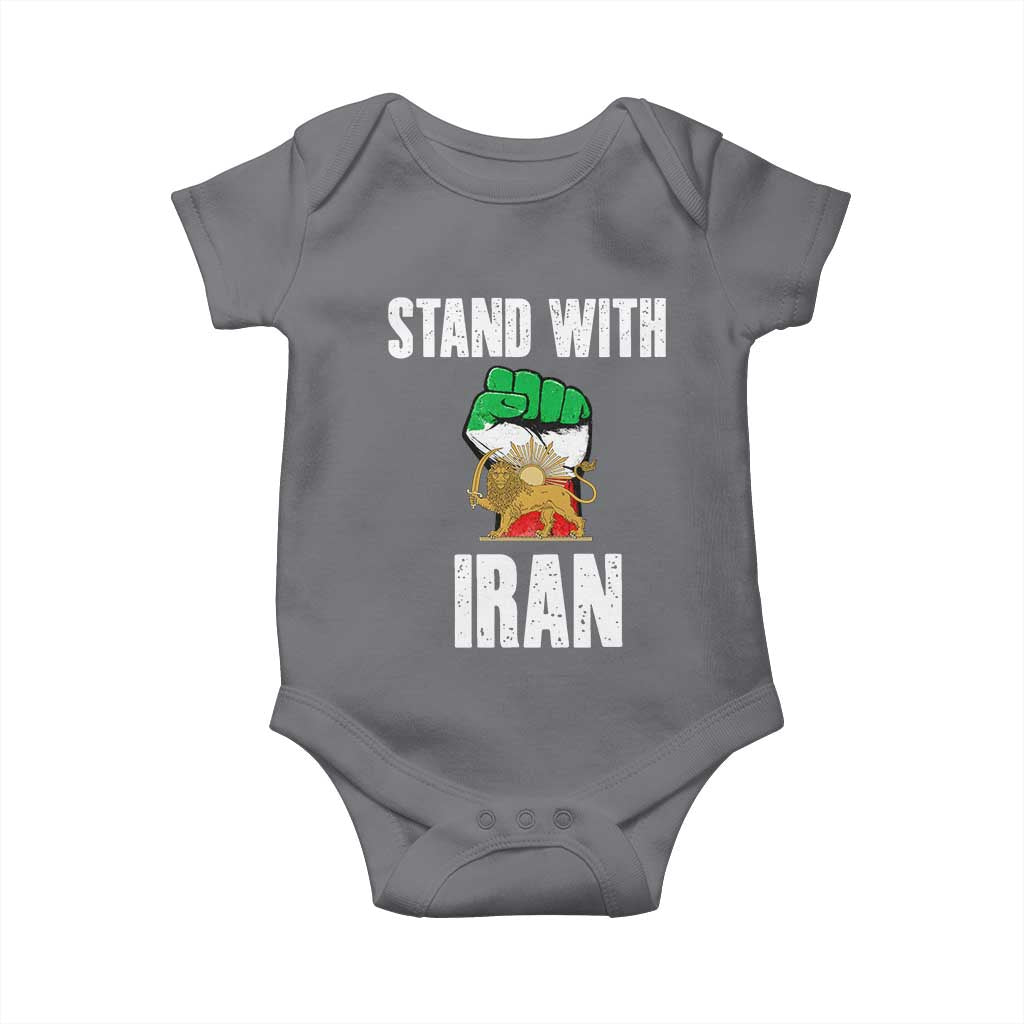Free Iran Support Iranian MIGA Baby Onesie Stand With Iran TS14 Charcoal Print Your Wear