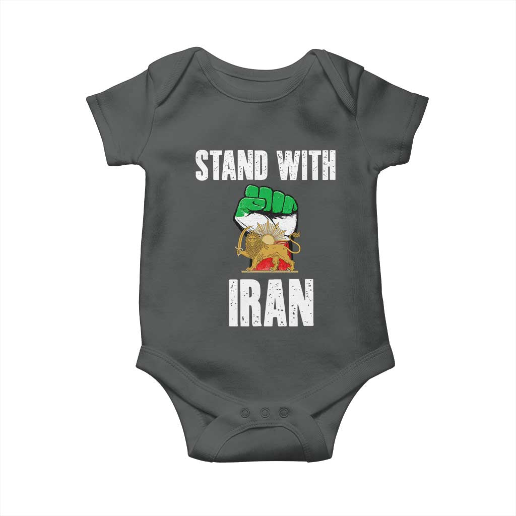 Free Iran Support Iranian MIGA Baby Onesie Stand With Iran TS14 Dark Heather Print Your Wear