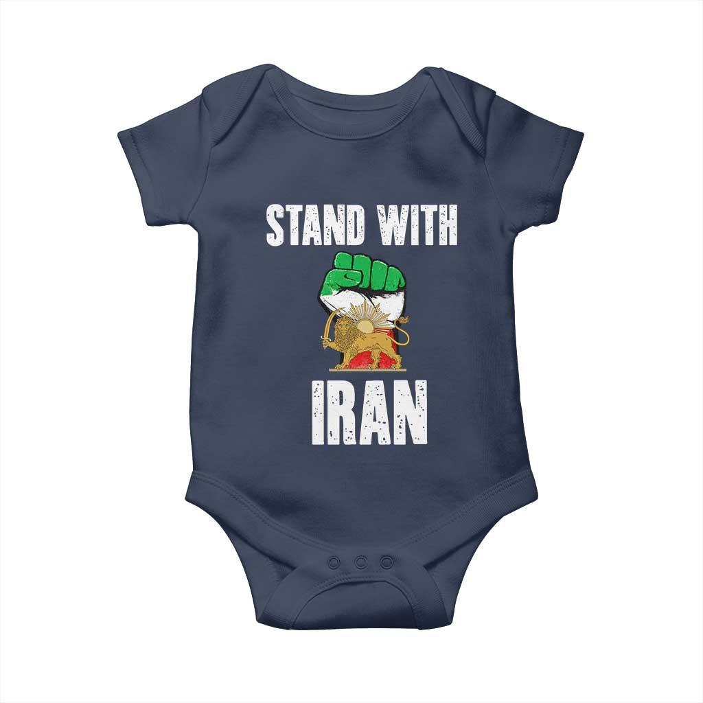 Free Iran Support Iranian MIGA Baby Onesie Stand With Iran TS14 Navy Print Your Wear