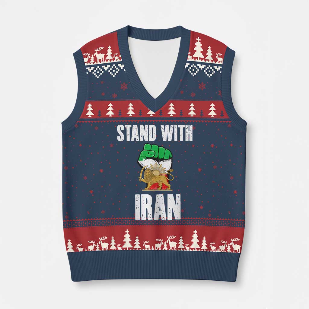 Free Iran Support Iranian MIGA V-Neck Knit Sweater Vest Stand With Iran TS14 Navy Red Print Your Wear