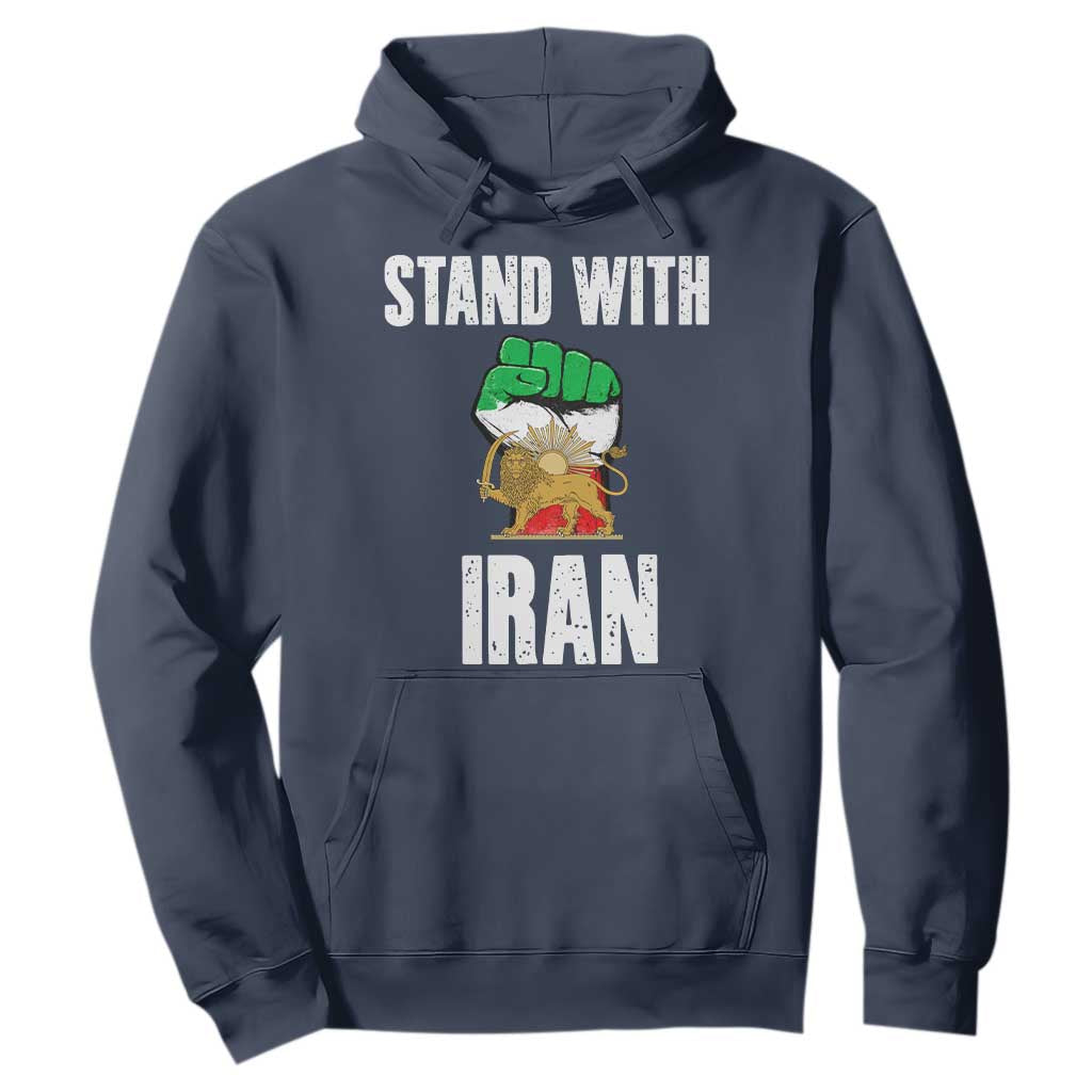 Free Iran Support Iranian MIGA Hoodie Stand With Iran TS14 Navy Print Your Wear