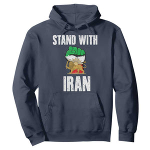 Free Iran Support Iranian MIGA Hoodie Stand With Iran TS14 Navy Print Your Wear