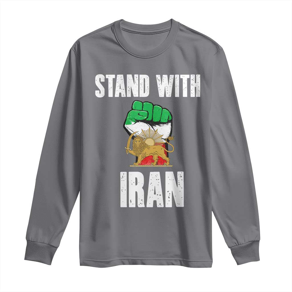 Free Iran Support Iranian MIGA Long Sleeve Shirt Stand With Iran TS14 Charcoal Print Your Wear