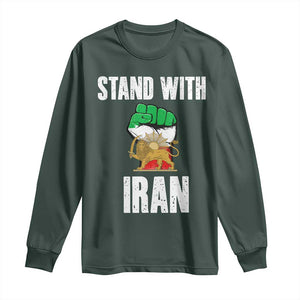 Free Iran Support Iranian MIGA Long Sleeve Shirt Stand With Iran TS14 Dark Forest Green Print Your Wear