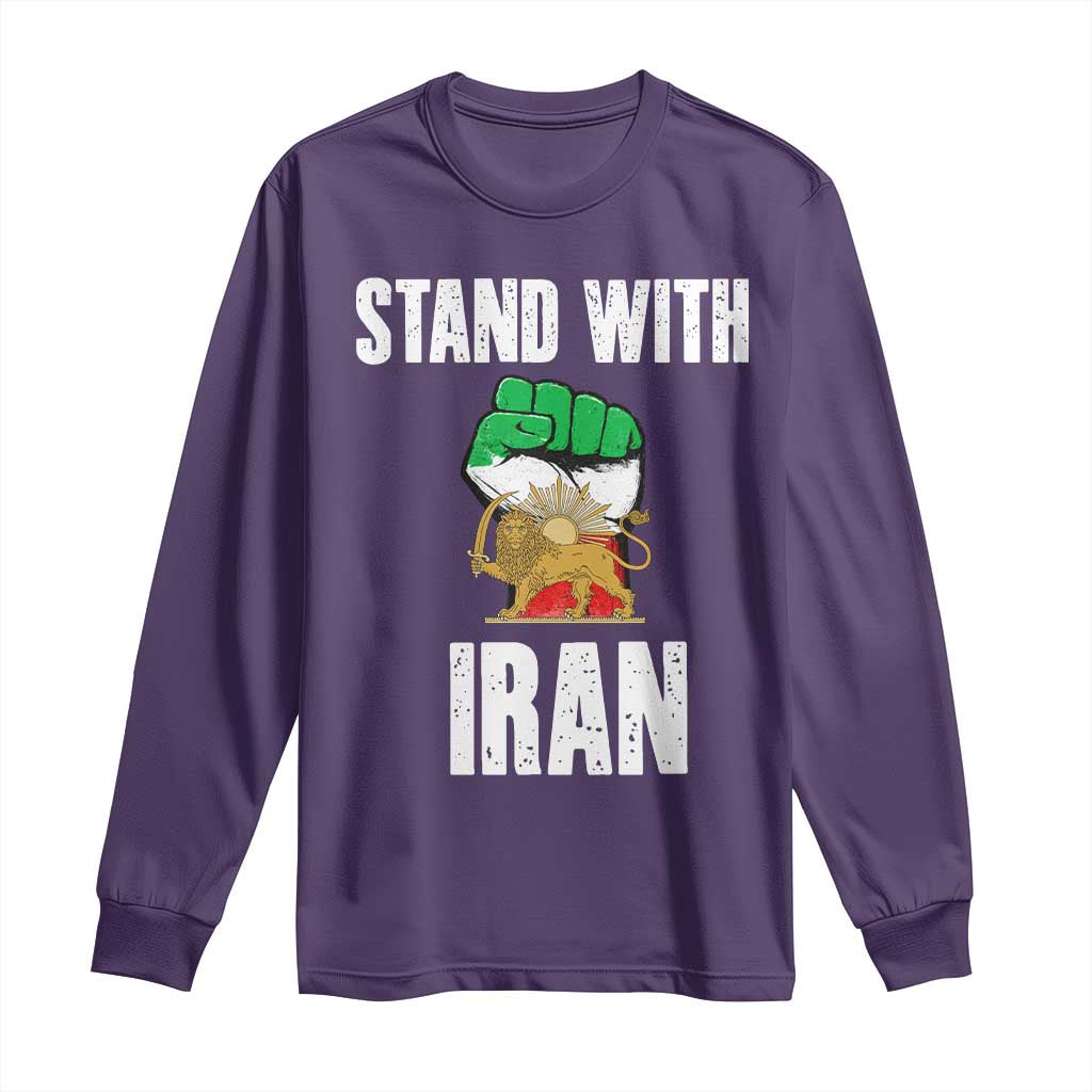 Free Iran Support Iranian MIGA Long Sleeve Shirt Stand With Iran TS14 Purple Print Your Wear
