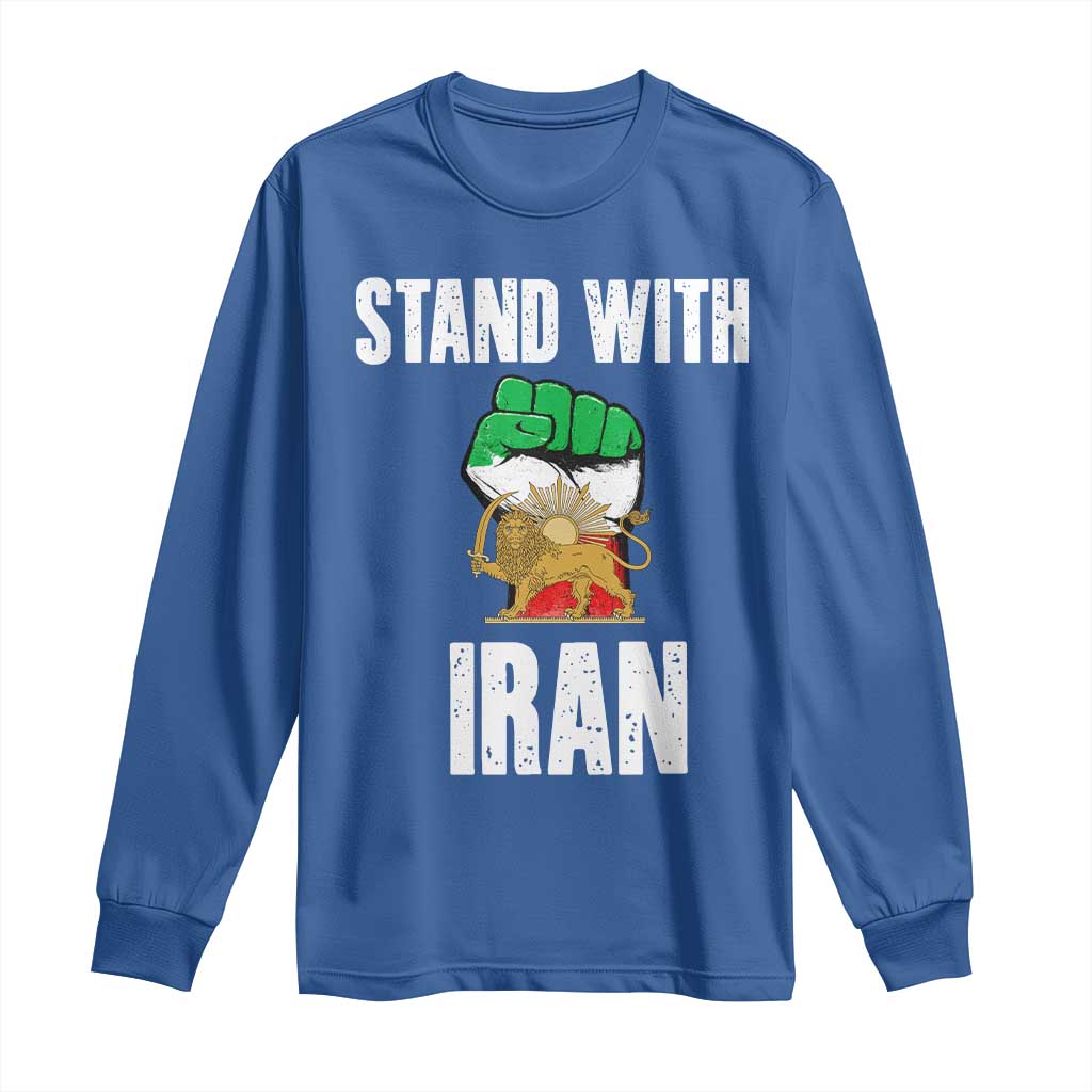 Free Iran Support Iranian MIGA Long Sleeve Shirt Stand With Iran TS14 Royal Blue Print Your Wear