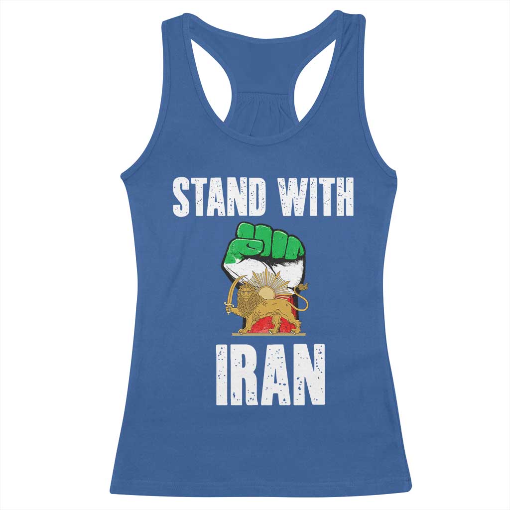 Free Iran Support Iranian MIGA Racerback Tank Top Stand With Iran TS14 Royal Blue Print Your Wear