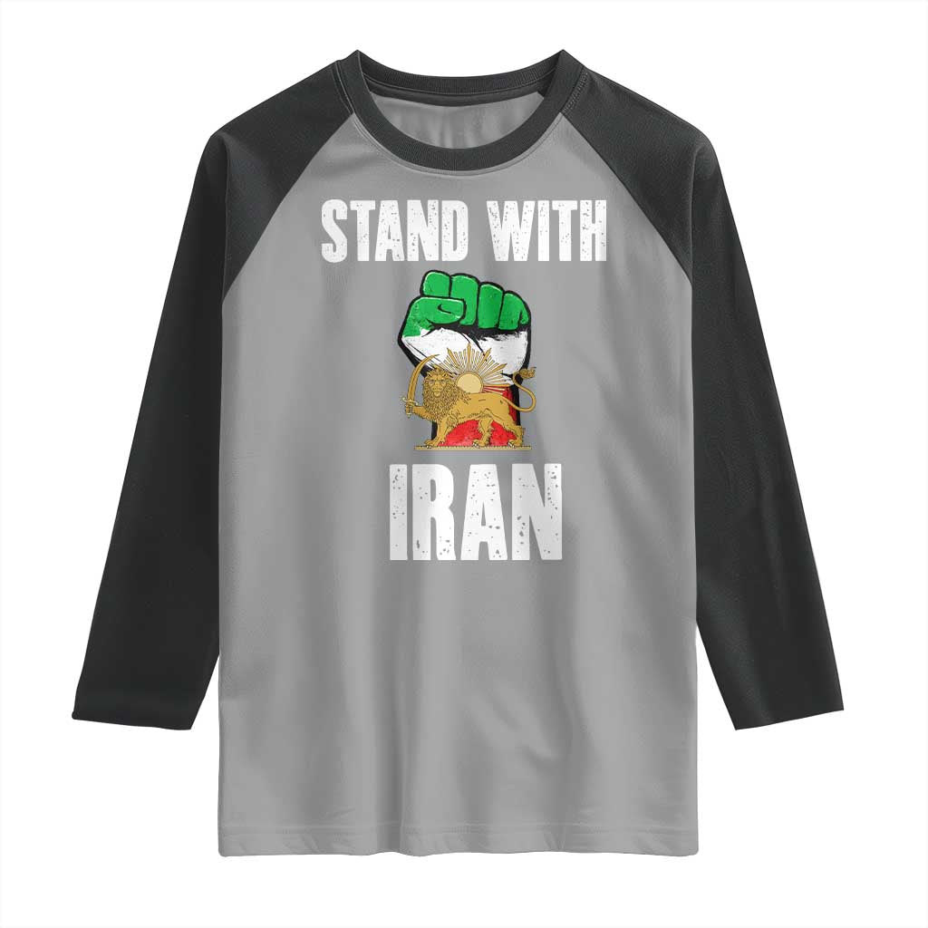 Free Iran Support Iranian MIGA Raglan Shirt Stand With Iran TS14 Sport Gray Black Print Your Wear