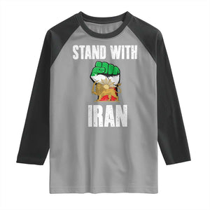 Free Iran Support Iranian MIGA Raglan Shirt Stand With Iran TS14 Sport Gray Black Print Your Wear