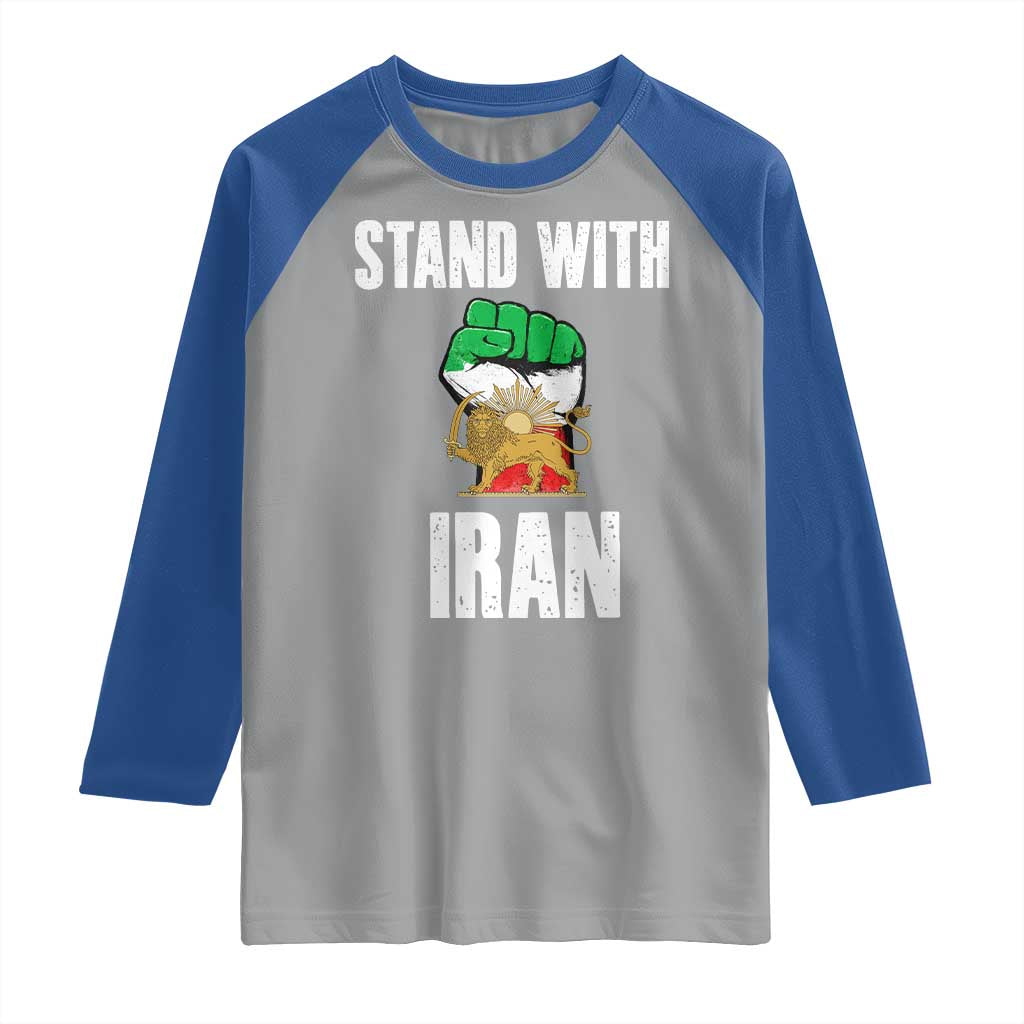Free Iran Support Iranian MIGA Raglan Shirt Stand With Iran TS14 Sport Gray Royal Print Your Wear