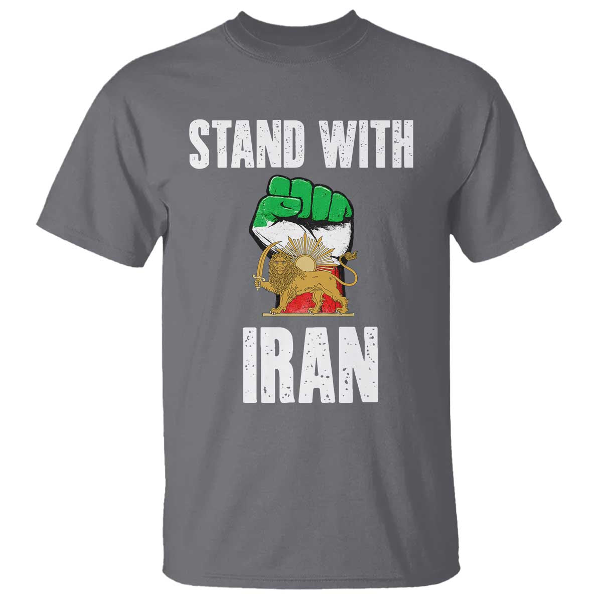 Free Iran Support Iranian MIGA T Shirt Stand With Iran TS14 Charcoal Print Your Wear