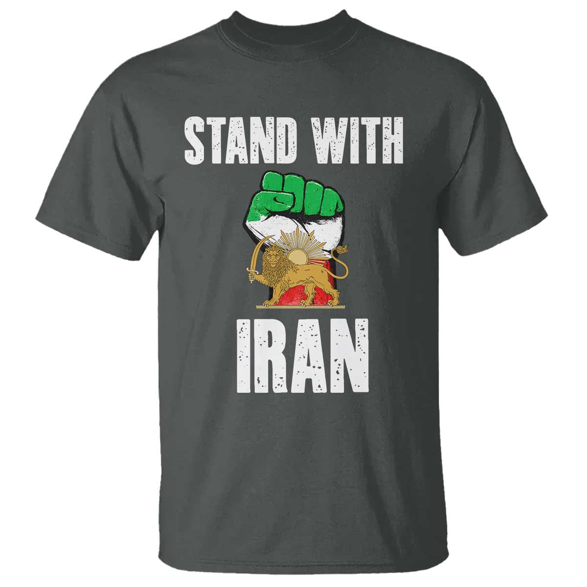 Free Iran Support Iranian MIGA T Shirt Stand With Iran TS14 Dark Heather Print Your Wear