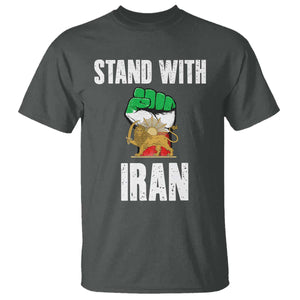 Free Iran Support Iranian MIGA T Shirt Stand With Iran TS14 Dark Heather Print Your Wear