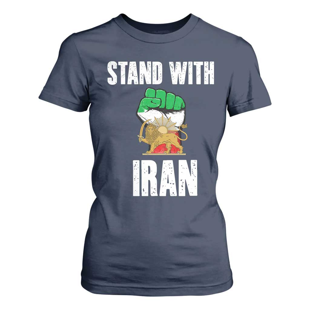 Free Iran Support Iranian MIGA T Shirt For Women Stand With Iran TS14 Navy Print Your Wear