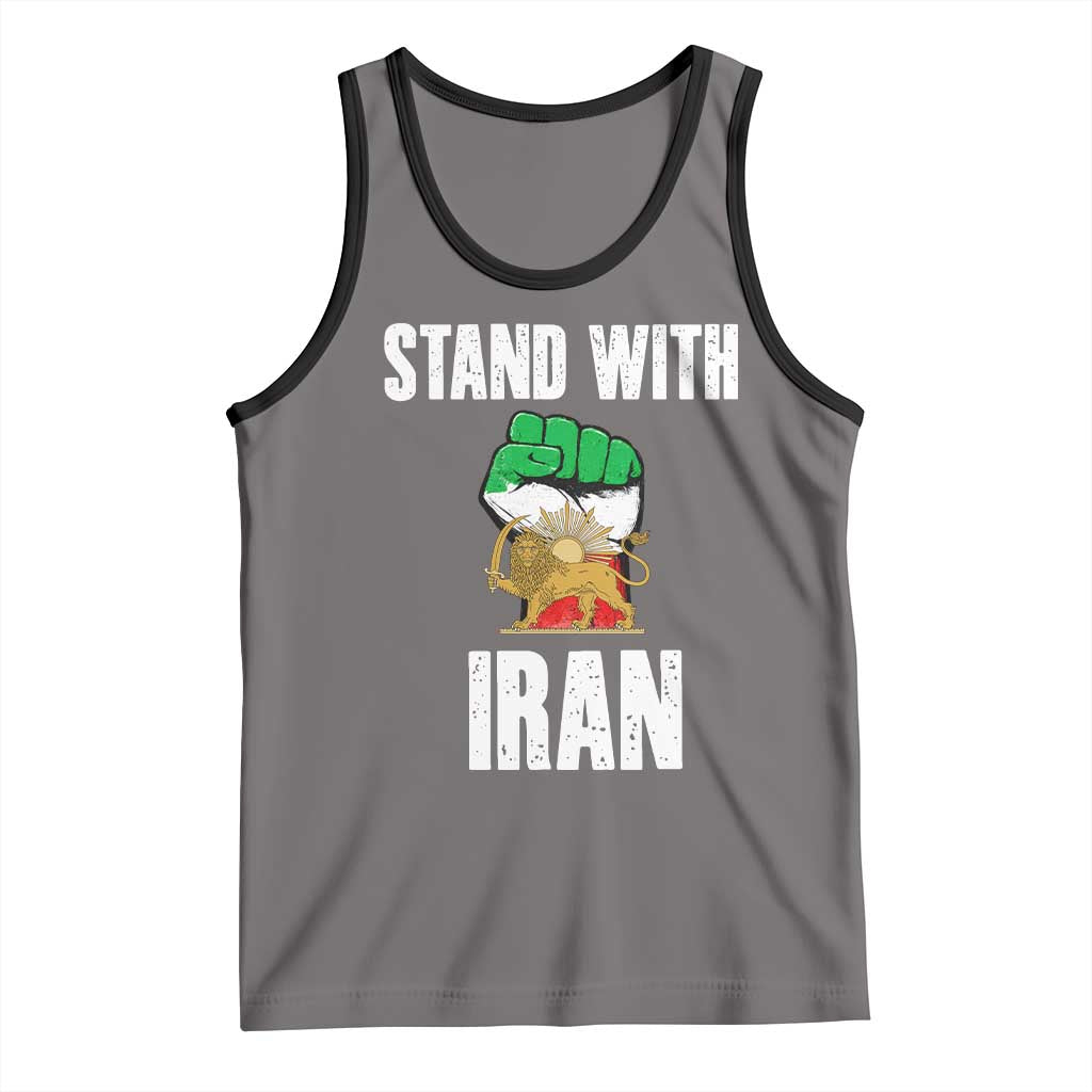 Free Iran Support Iranian MIGA Tank Top Stand With Iran TS14 Deep Heather Black Print Your Wear